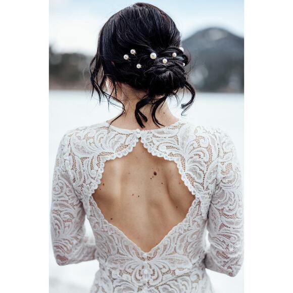 Grace Loves Lace Olive Wedding Gown, Small, Cutout, Long Sleeve, Fitted - Picture 2 of 10